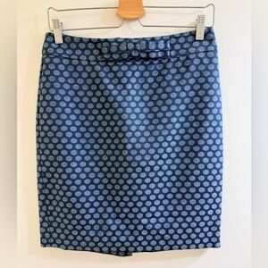 LOFT Blue Polka Dot Pencil Skirt Size 0